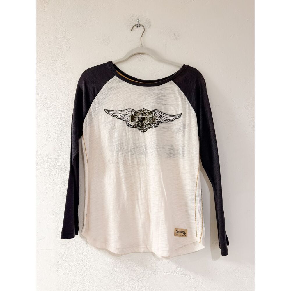 NEW Harley Davidson Long Sleeve Cotton Top in White Medium